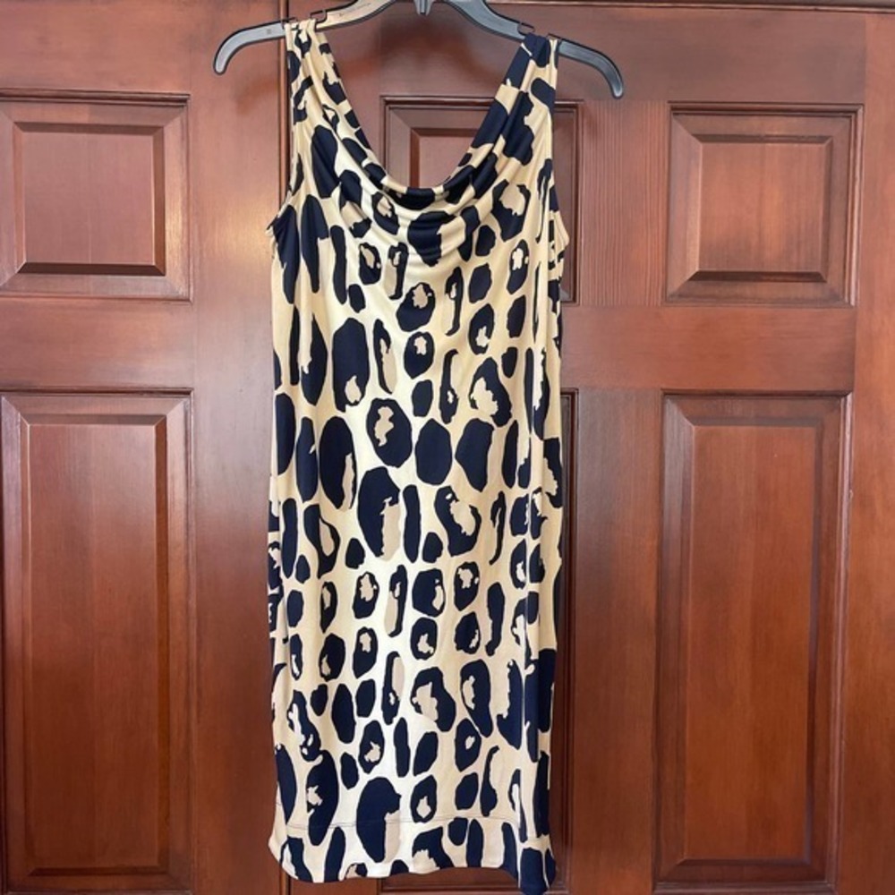 Diane von Fürstenberg draped neck, animal, print dress
